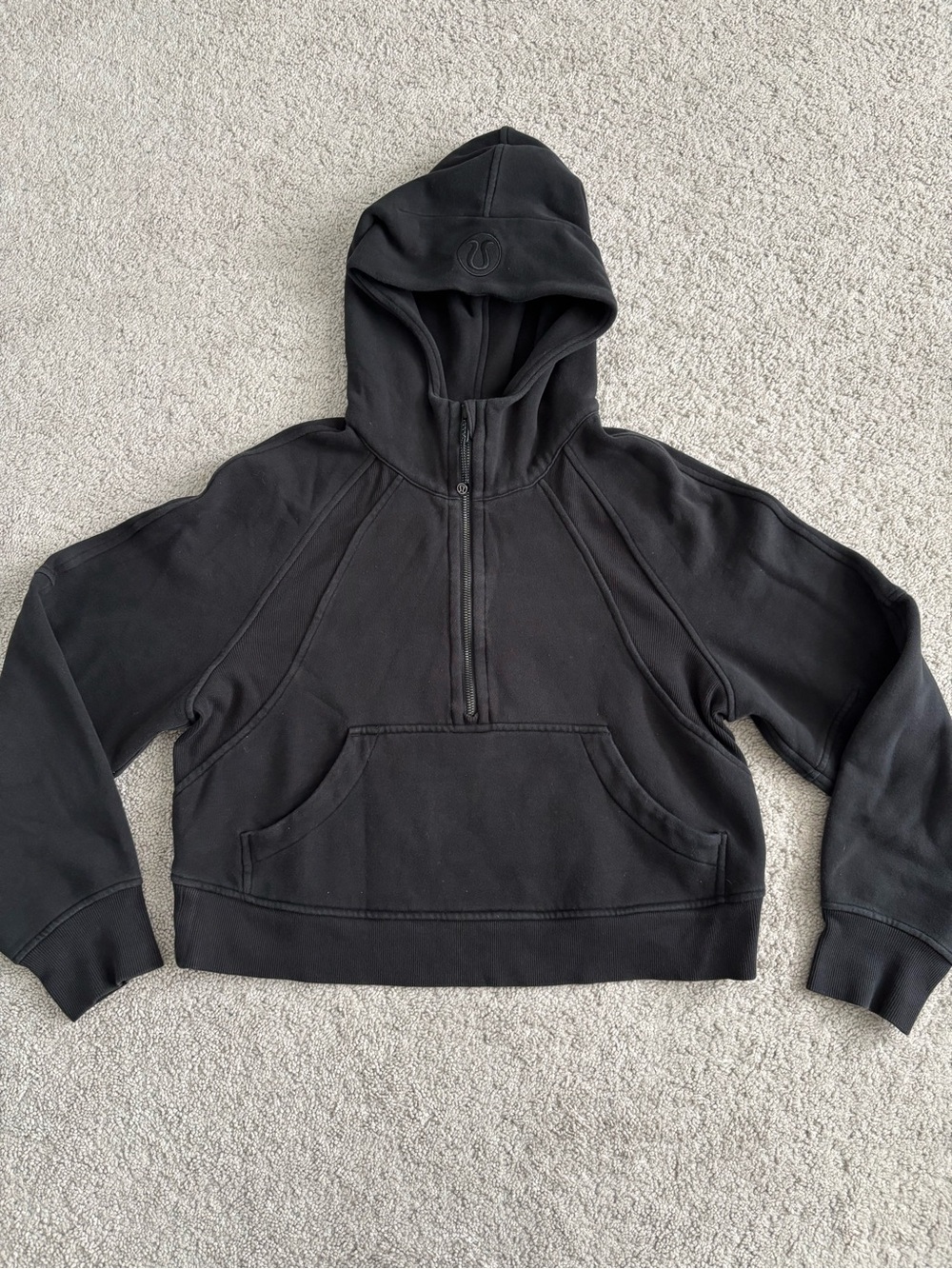 lululemon athletica Scuba Cropped, Black Half-Zip, Hooded Pullover, Women’s XS/S